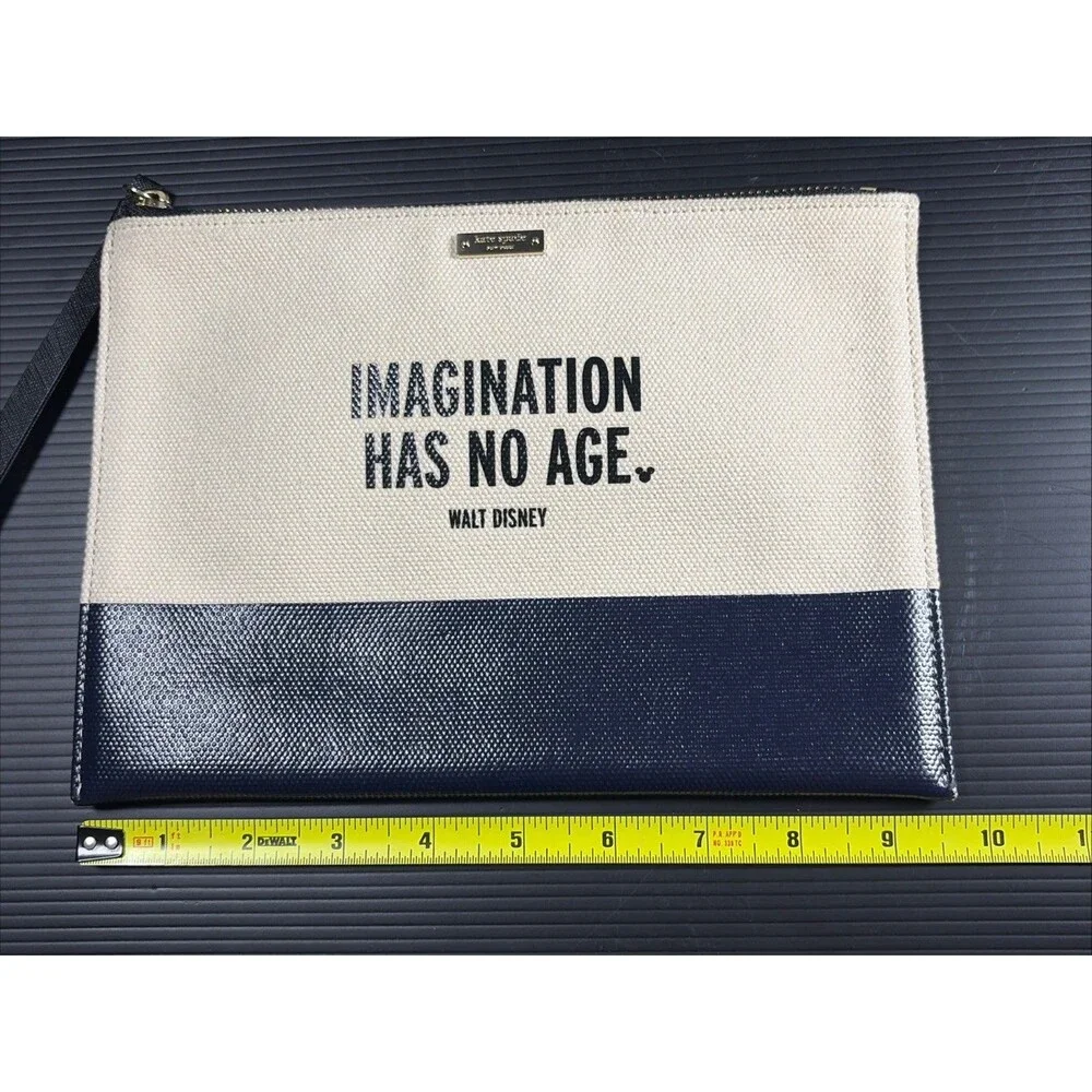 Kate Spade Disney ''Imagination Has No Age'' Walt Disney Canvas Zip Clutch 10”